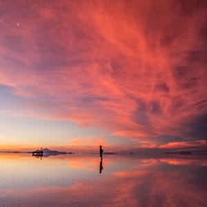 우유니소금사막석양